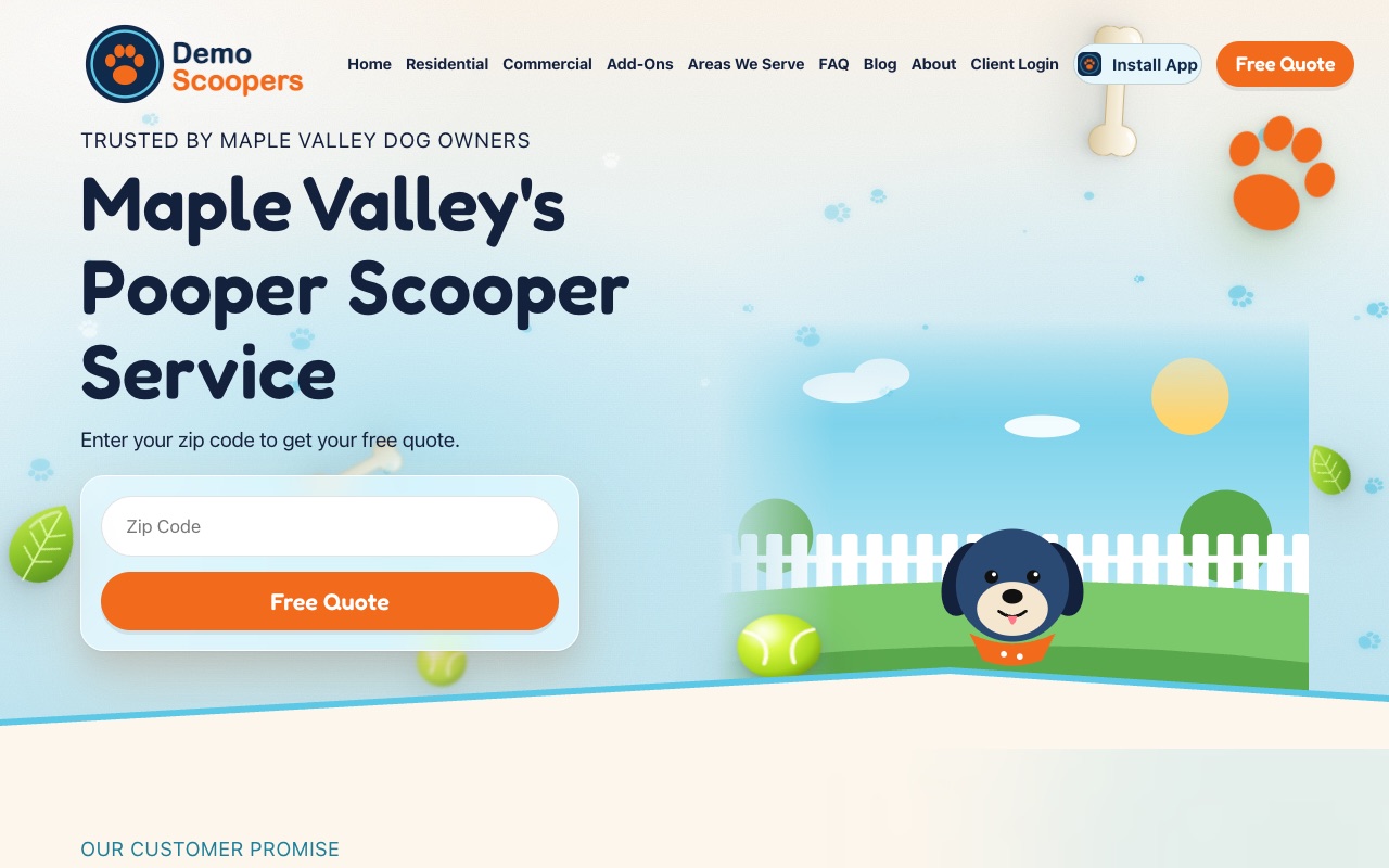 Demo Scoopers sample website home page